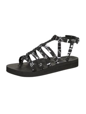Arizona Love Trekky Flat Spartiate Sandals in Black Bandana